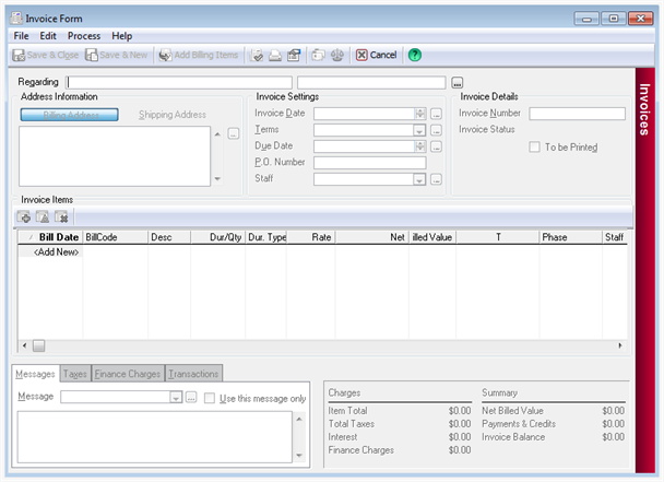 Invoice Form Options